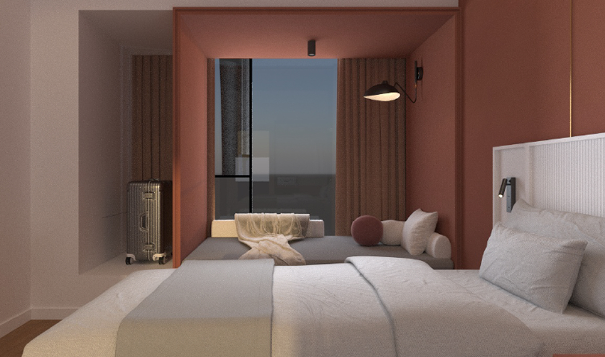 Warm terracotta tones meet soft neutrals in a cosy, grounded space inspired by nature.