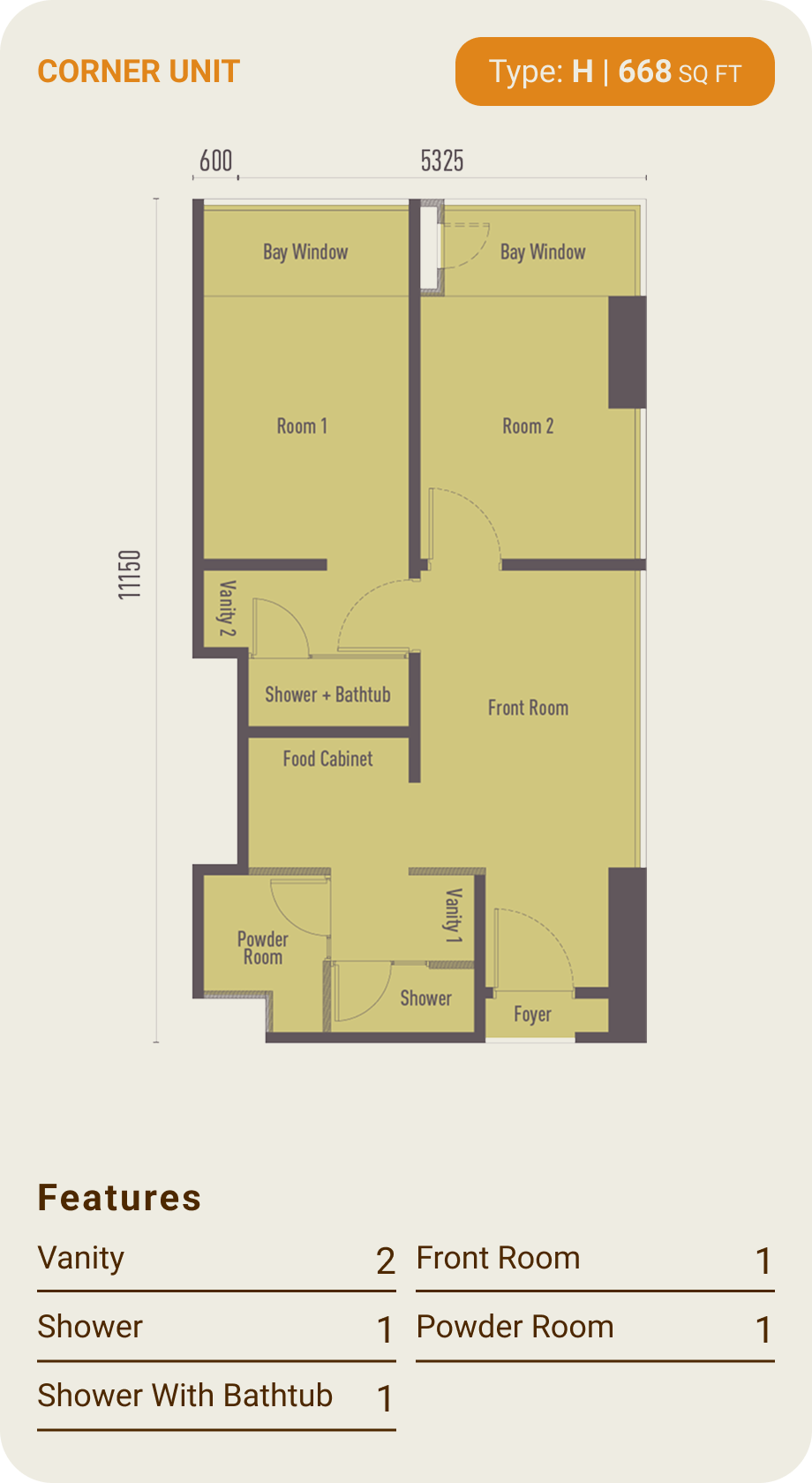 H_2 bedrooms